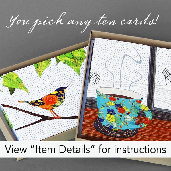 You-Pick-It : A custom mixed boxed set of 10 blank cards, nature inspired, PLEASE be sure to include a list! Plastic free packaging