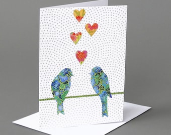 Lovebirds - A blank valentine , anniversary , or just because card.