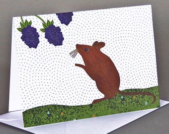 Mouse: A nature inspired blank notecard, summer blackberry