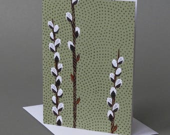 Pussy Willow: A nature inspired blank notecard, origami paper