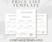 Editable Salon Price List Template Canva | Beauty Pricing Menu | Hair Salon Price List | Minimal Luxury Template | Digital Download