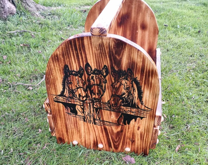 Handpainted one of a kind reclaimed wood tack craft or yarn caddy ready to ship