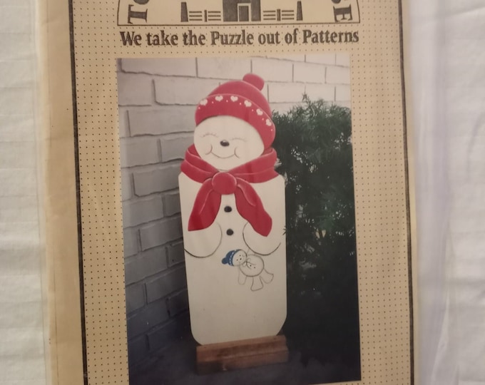 Vintage 30 inch red hat and scarf snowgirl woodworking pattern with painting instructions
