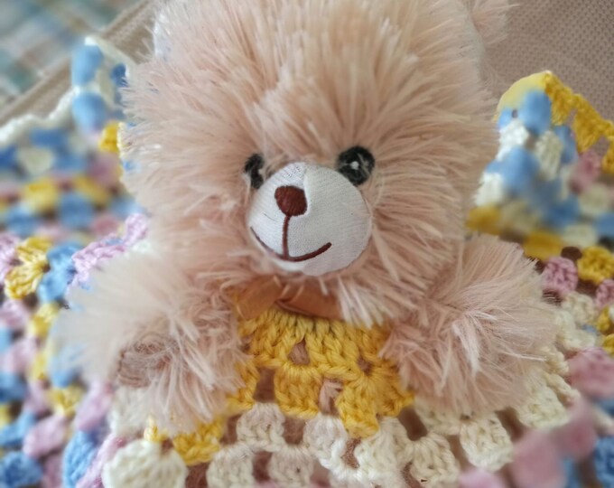Cream teddy crocheted lovey
