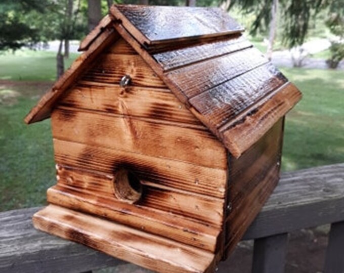 Rustic country burned birdhouse