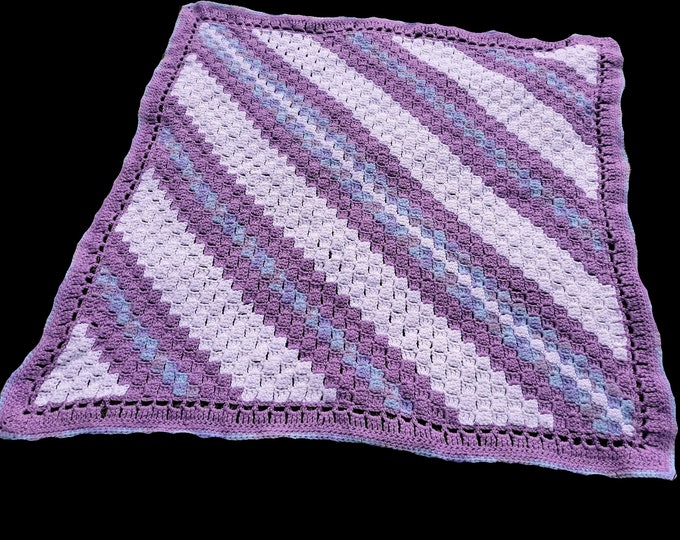 Handcrafted crocheted C2C shades of purple Baby afghan