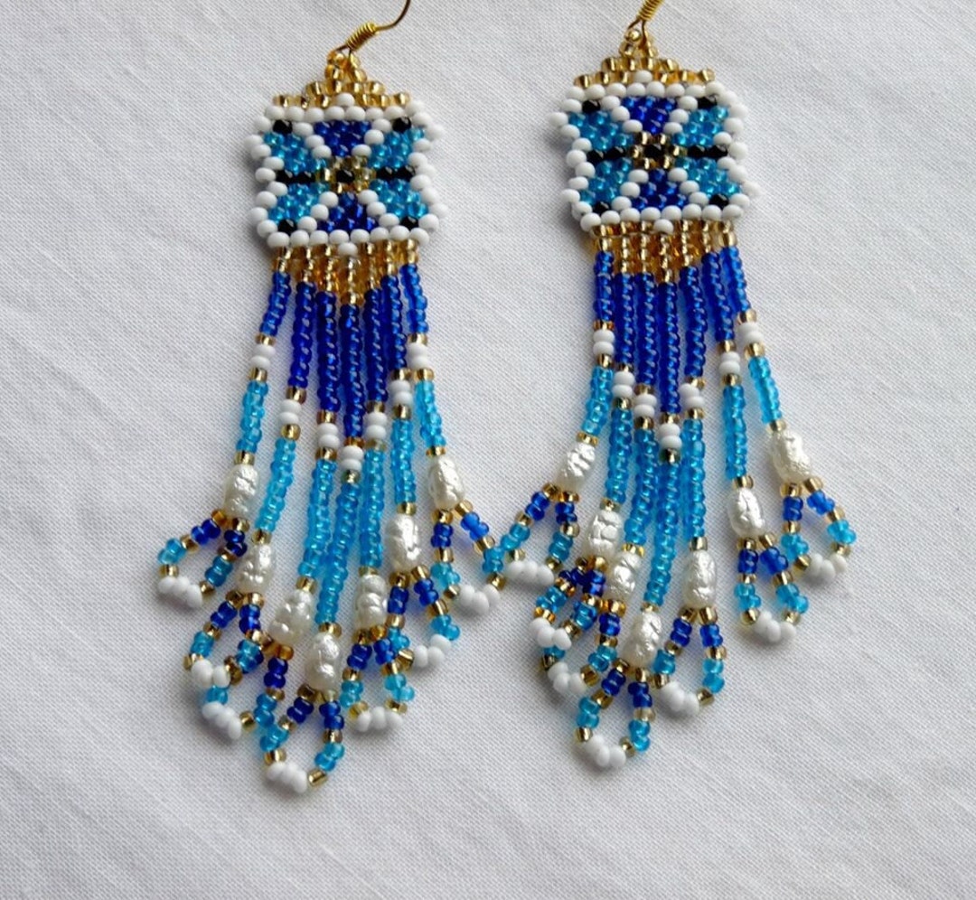 Vintage Native American Style Seed Bead Earrings - Etsy