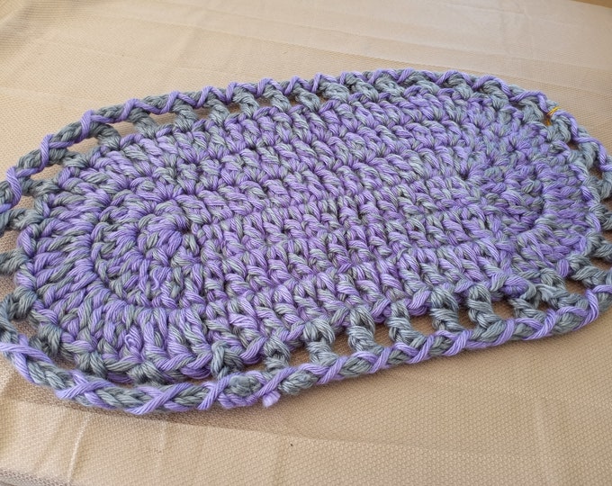 Crocheted twine oval rug