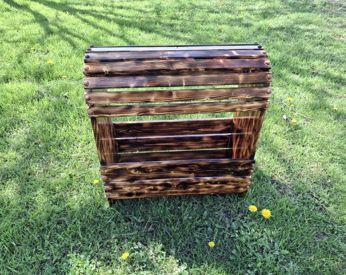 Made to order torched 30 inch tall  two tone saddle rack with maple buttons