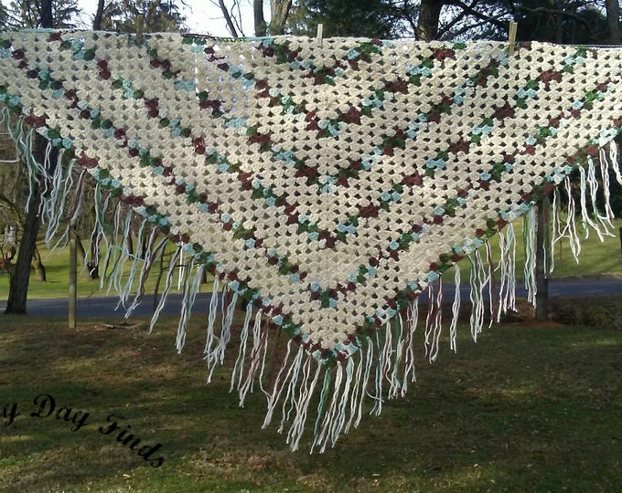 Mohair yarn sands of time crocheted ladies shawl