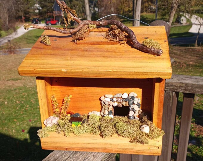 One of a kind CEDAR birdhouse with skylight, lush front yard and cleanout area