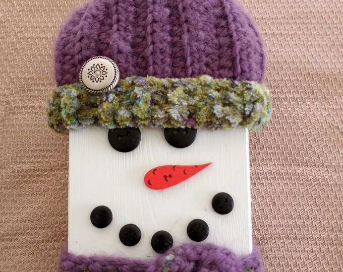 Introducing "Blizzard" One of a kind reclaimed wood snowman with crocheted hat and scarf
