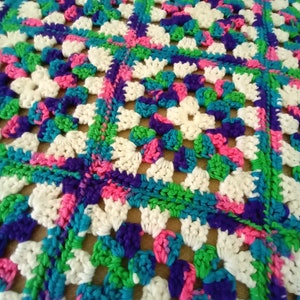 Bright colors traditional style granny square afghan