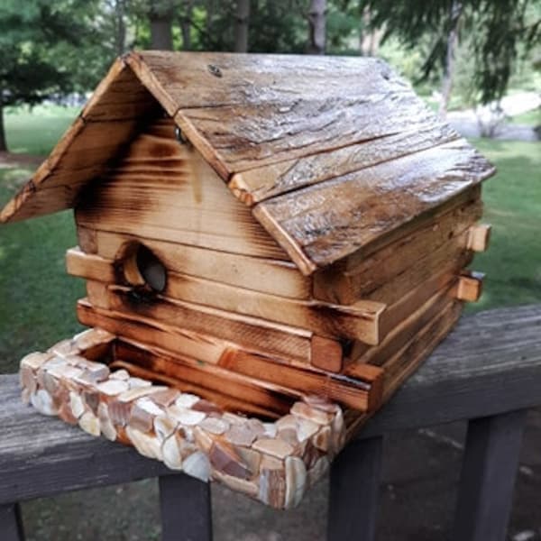 Log Bird Feeder Etsy