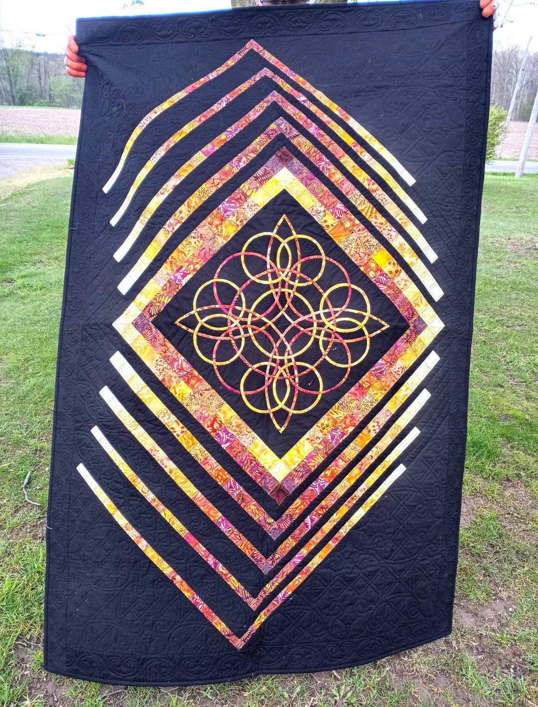 Bright Cotton Celtic Knot Fully Quilted Wall Hanging/lap Quilt Etsy