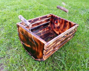 Rustic reclaimed spruce planter basket - ready to ship withing 5 to 7 days