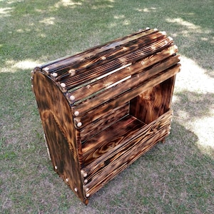 Torched Wood Saddle Rack: Two-Tone Reclaimed Wood Stand