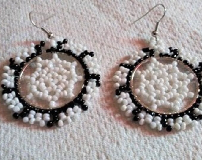 Vintage seed bead dream catcher earrings