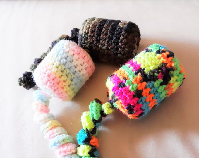 Set Of 2 Buddy's hand crocheted catnip filled assorted kitty log toys
