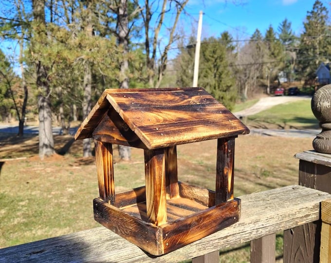 Handmade Reclaimed Wood Bird Feeder: Small Rustic Design