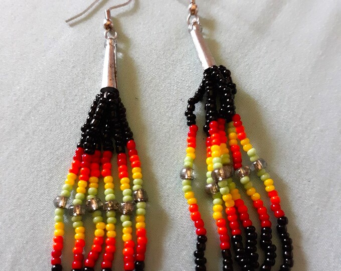 Vintage Native American style beaded loop earrings