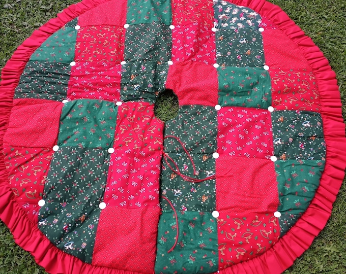 Patchwork fabric Christmas tree skirt 44 inches across