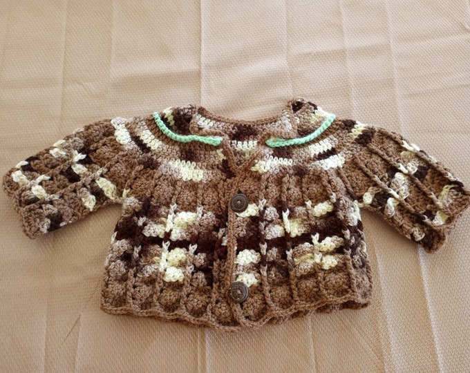 0 to 3 month crochet brown jacket