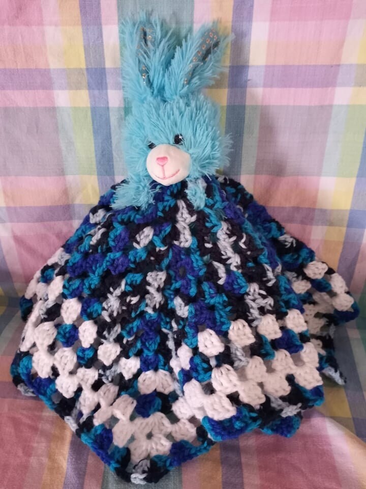 Crochet Blue Bunny Lovey With Removable Stuffed Rabbit Etsy Canada