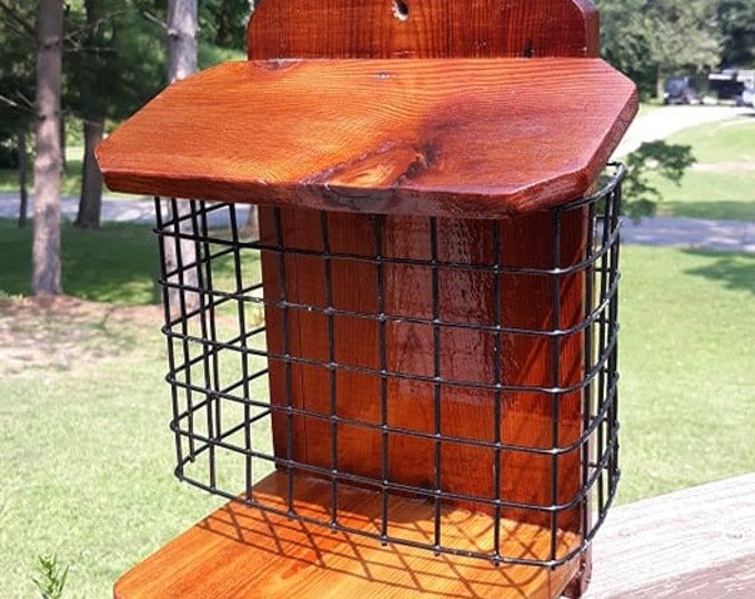 Reclaimed tree mount antique barn wood suet/peanut bird/squirrel feeder