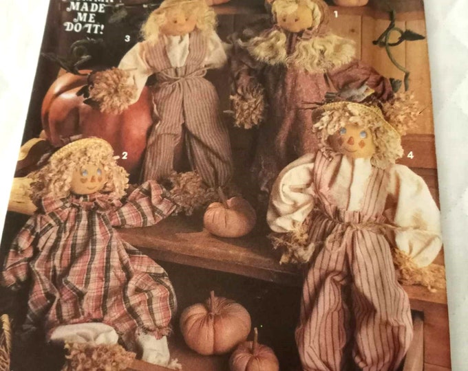Vintage Simplicity 8022 Momma made me do it uncut factory folded scarecrow dolls and clothes tissue pattern