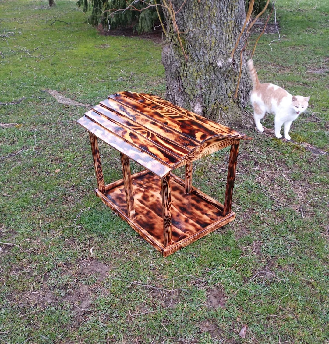 Extra Large Reclaimed Wooden Cat/small Animal Feeding Station Etsy