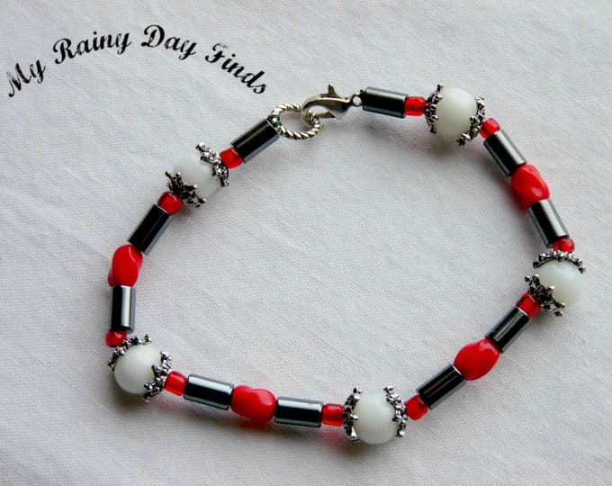 Vintage bead and Hematite bracelet