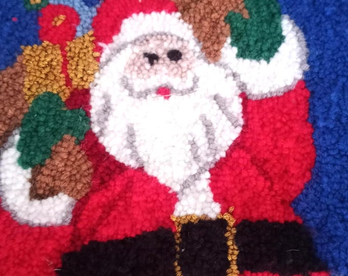 Vintage hooked large Santa Christmas stocking