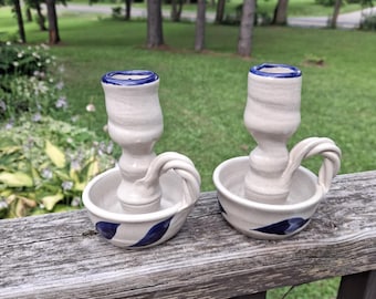 Juego de portavelas vintage de Williamsburg con esmalte salino