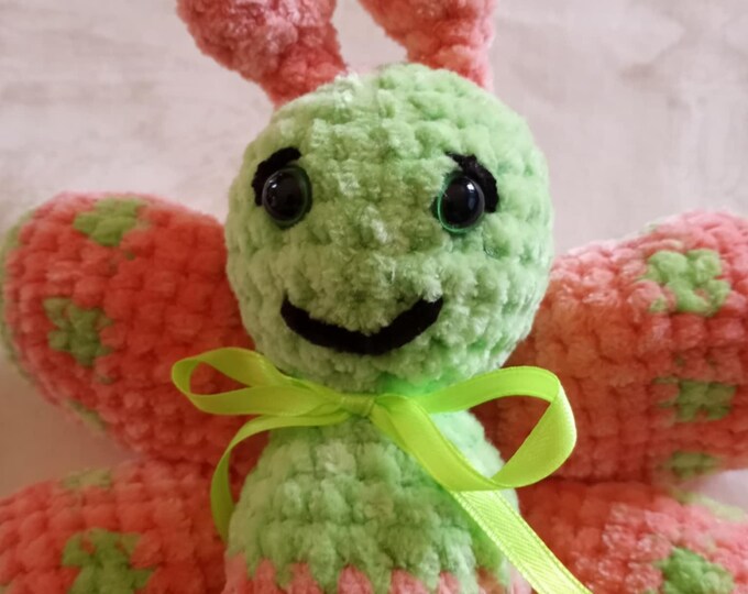 Crocheted velvet happy butterfly toy