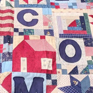Vintage Welcome Quilt Top: Unfinished Cotton Sampler, 36&quot; x 36&quot;