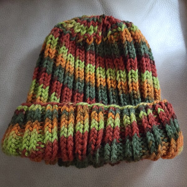 knit fall colors hat beanie cap hood