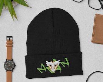 Firelight Ekko Beanie - Embroidered Streetwear Mask Hat - Under-City Chrono Inspired Knit Cap