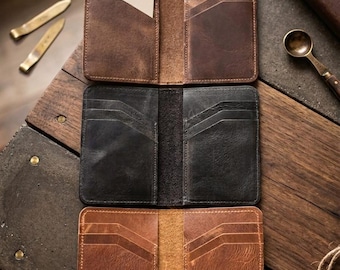 Cartera de cuero personalizada para hombre – Cartera plegable grabada con mensaje personalizado – Regalo para él, papá, regalo de aniversario
