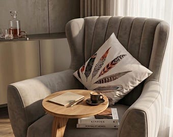 Mesita auxiliar de madera en forma de C, mesa de centro moderna para sofá, mueble para sala de estar de espacio reducido