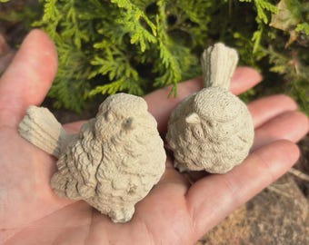 2 pieces set. Concrete birds. Small statues for garden.
