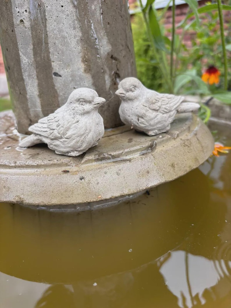 2 pieces set. Concrete birds. Small statues for garden. image 8