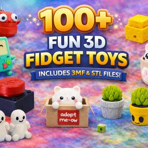 Paquete de más de 100 juguetes antiestrés en formato STL | Paquete de archivos para impresión 3D | Clickers, llaveros y adorables juguetes de escritorio | Descarga en 3MF + STL | Modelos para imprimir directamente