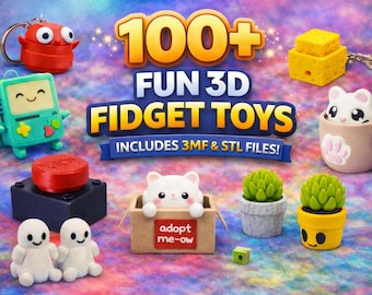100+ Fidget Toy STL Bundle | 3D Print Files Pack | Clickers, Keychains & Cute Desk Toys | 3MF + STL Download | Print-in-Place Models
