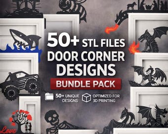 50+ Door Corner STL Bundle – Door Frame Decor STL – Laser Cut & CNC Files – Wall Corner Art – 3D Print Designs