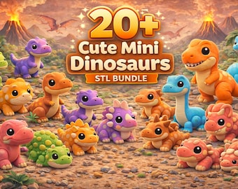 Mini Dinosaur STL Bundle (20+ Files) | Kawaii Dino Models for 3D Printing | Toy Dinosaurs STL Pack | Easy Print Figurines | Kids Friendly