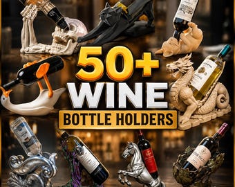 50+ Wine Bottle Holders STL Bundle – Unique Wine Rack STL Files, Funny Bottle Holders, Animal Wine Holders, 3D Printable Bar & Home Decor