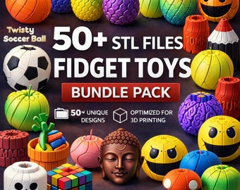 50+ Fidget Toys STL Bundle, Stress Relief Toys, 3D Printable Fidgets, Desk Toys STL Files, Sensory Toy Bundle, STL & 3MF Files