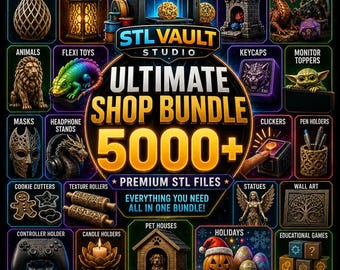Ultimate Shop Bundle – 5000+ STL Files – Mega 3D Print Bundle – Commercial Use – Home Decor, D&D, Keycaps, Planters, Lamps More