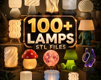 100+ Lamp STL Files Bundle – 3d Printable Lamps – Modern Lamp stl – Lithophane Lamps – LED Light Designs – Home Decor STL Bundle